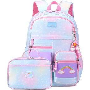 Girls Backpack, School Backpacks 16 17 inch for Girls,Cute Book Bag for Teen Kid Elementary Middle High School (Blue Set, Small)
