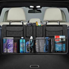 Car Trunk Organizer, Super Capacity Car Organizer for SUV/Truck/MPV, Hanging Car Storage Organizer with 8 Pocekts - Black