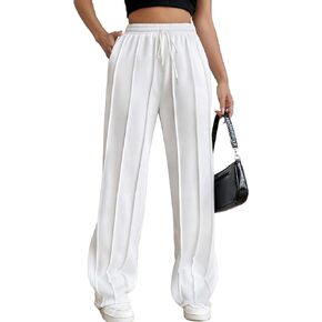 HeSaYep Women's Wide Leg Sweatpants Elastic Drawstring High Waisted Sweat Pants Elevated Seams Baggy Pants