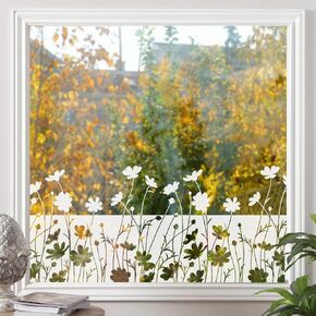 Window Film Decorative Glass Film Privacy Film Hollow Pattern Frosted Static Cling Window Film, Partially Opaque and Partially Transparent Window Film, (Dandelion, 17.5'' x 78.7'')