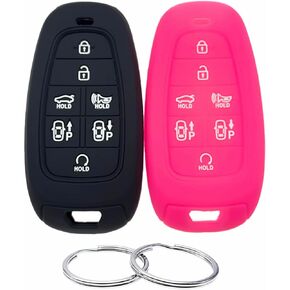 Silicone Rubber Key Fob Cover Compatible with 7 Buttons 2019 2020 2021 Hyundai Sonata Nexo 2022 Hyundai Tucson 2023 Palisade Santa Fe TQ8-F08-4F28 95440-L1500