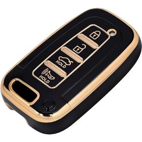 OFFCURVE Key Fob Cover for Hyundai Kia, Soft TPU Car Key Case Protector for Kia Soul Forte Optima Sportage Rio Hyundai Azera Sonata Veloster Tuscan, Black