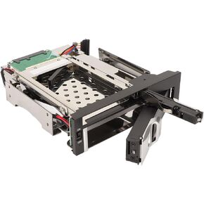 HDD Internal SATA Mobile Rack Cage for 2.5"SSD HDD, Dual Bay SATA III HDD SSD Enclosure Backplane SATA HDD Tray Enclosure for 2.5in 3.5in SATA Hard Drives, Tray Less Hot Swap