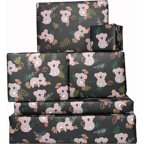 CENTRAL 23 - Trendy Wrapping Paper for Women - Green Plants and Koala - 6 Gift Wrap Sheets - Birthdays - 21st 18th - Recyclable