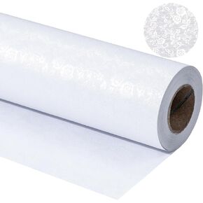 RUSPEPA White Pearly Luster Wrapping Paper with Small Embossed Rose - Mini Roll - Perfect for Wedding, Holiday and More - 17 Inches X 32.8 Feet