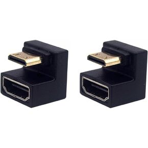 8K HDMI 2.1 Version Extension Adapter 2 Pack, U Shape HDMI 2.1 Extender, 90 Degree Up Angle Mini HDMI Male to HDMI Female Extension Connector Support 8K@60Hz 4K@120Hz
