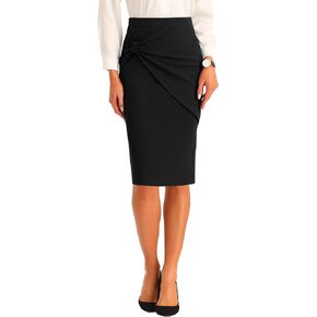 Allegra K Work Knee Length Bodycon Skirts for Women's Ruched High Waist Pencil Skirt