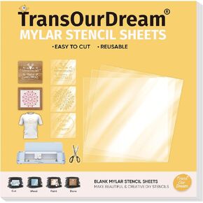 TransOurDream Easy Cut Stencils for Crafts (12"x12", 10 Sheets) Reusable Acetate Mylar for Vinyl Cutting Plastic Blanks Sheets for Spray Painting, Drawing (PET-10)