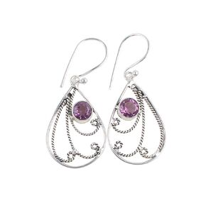 Handmade Oxidized 925 Sterling Silver Drop & Dangle Earrings Lightweight Boho Chic Gemstone Jewelry For All Occasion (Tanzania Tanzanite)