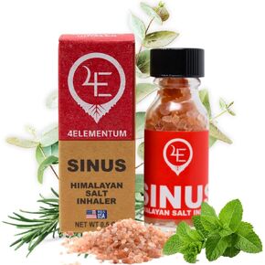4Elementum Sinus Himalayan Salt Inhaler - Infused with Natural Eucalyptus, Peppermint and Rosemary - Supports Relief from Allergies, Colds, and Congestion