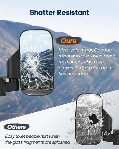 مرايا جانبية UTV ومرآة مركزية مرآة رؤية خلفية UTV متوافقة مع Polaris Ranger 500 570 900 1000 XP in Kuwait