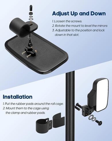 مرايا جانبية UTV ومرآة مركزية مرآة رؤية خلفية UTV متوافقة مع Polaris Ranger 500 570 900 1000 XP in Kuwait