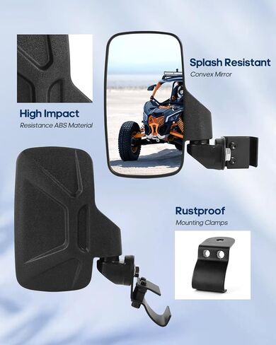 مرايا جانبية UTV ومرآة مركزية مرآة رؤية خلفية UTV متوافقة مع Polaris Ranger 500 570 900 1000 XP in Kuwait