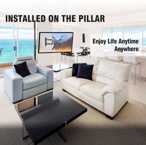 FORGING MOUNT Corner TV Wall Mount، دعامة واحدة مفصلية، ذراع تلفزيون كامل الحركة لمعظم أجهزة التلفاز المنحنية المسطحة مقاس 26-55 بوصة مع إمالة ودوران وتمتد 18 بوصة، تحمل 88 رطلًا، بحد أقصى VESA 400 × 400 مم in Kuwait