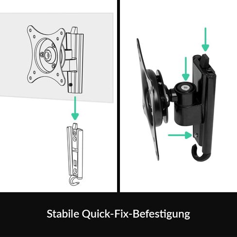 ARCTIC W1A - ذراع شاشة قابل للتركيب على الحائط مع نظام تثبيت سريع، شاشات وأجهزة تلفزيون فائقة الاتساع تصل إلى 43 بوصة/49 بوصة، يصل وزنها إلى 20 كجم (44 رطلاً)، دوران 360 درجة - أسود in Kuwait