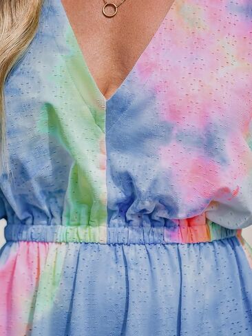 فستان سباحة نسائي من CUPSHE بأكمام قصيرة كاجوال بطبعة استوائية 2024 فساتين الشاطئ in Kuwait