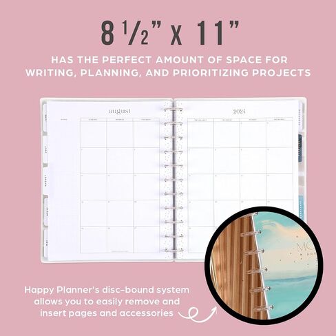 Happy Planner 2024 مخطط يومي، مخطط يومي وأسبوعي وشهري مدته 12 شهرًا، من يناير إلى ديسمبر 2024، مخطط كبير، تخطيط إدارة الإجهاد، موضوع حياة هادئ، 8 1/2 بوصة × 11 بوصة in Saudi Arabia