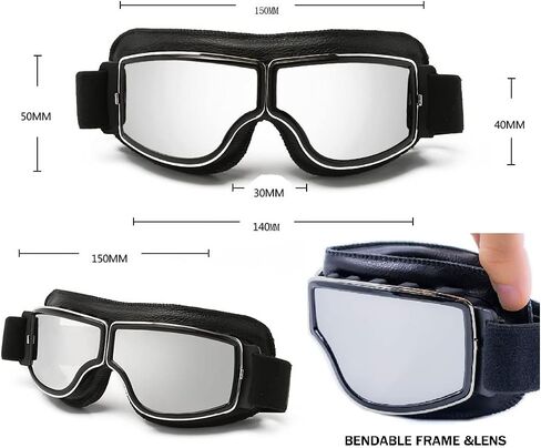 GALAXYLENSE Motorcycle Goggles Vintage Pilot Harley For Men Women Adult Riding With 3 Color Replacement Lenses in Saudi Arabia