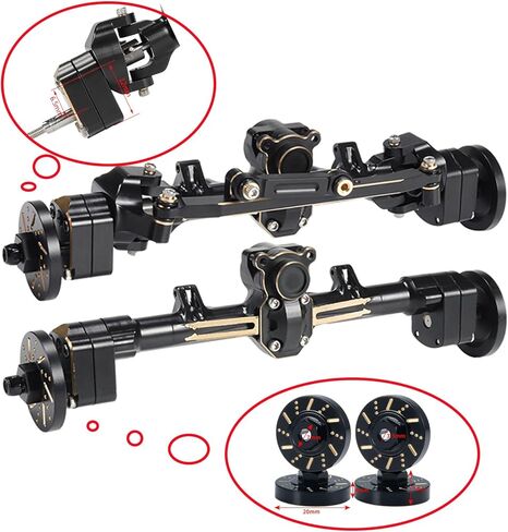 1/24 محوري SCX24 نحاسي أمامي وخلفي لمحور البوابة مع محاور عجلات سداسية وتروس فولاذية ومجموعة عمود القيادة لـ 1/24 RC الزاحف المحوري SCX24 Deadbolt C10 Jeep Gladiator Ford Bronco Upgrade in Kuwait