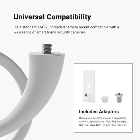 Indoor/Outdoor Security Camera Flexible Twist Mount, Black, 1-Pack | Universal 1/4"-20 adjustable bracket, fits Ring/Blink/Arlo/Wyze & more, 17.5-inch gooseneck holder, easy no-drill setup in Saudi Arabia