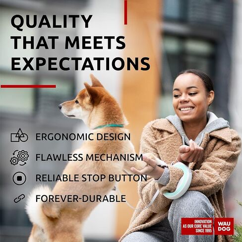 مقود كلب قابل للسحب بدون استخدام اليدين من WAUDOG للكلاب الصغيرة والمتوسطة والكبيرة - مقود كلب عاكس قابل للسحب - مقود للحيوانات الأليفة قابل للسحب مع قفل فرامل بيد واحدة - 9.5 قدم (أخضر) in Kuwait