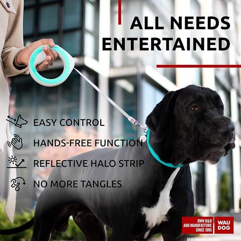 مقود كلب قابل للسحب بدون استخدام اليدين من WAUDOG للكلاب الصغيرة والمتوسطة والكبيرة - مقود كلب عاكس قابل للسحب - مقود للحيوانات الأليفة قابل للسحب مع قفل فرامل بيد واحدة - 9.5 قدم (أخضر) in Kuwait