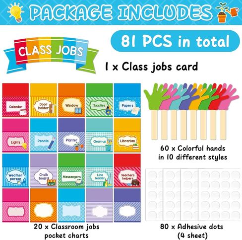 81 Piece Boho Rainbow Class Jobs Bulletin Board Boho Rainbow Themed Classroom Jobs Pocket Chart Set Teacher's Helper Chalkboard Decor Classroom Bulletin Board Set Wall Decoration for Back to School in Kuwait