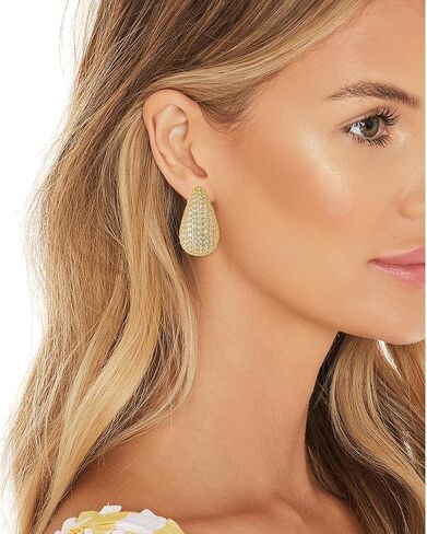 Teardrop Chunky Earrings for Women Tear Drop Necklaces Dupes Rhinestone Crystal Hoop Earring 18k Gold Plated Earrings Necklaces Jewelry Sets Water Drop Pendant Necklace Valentine Christmas Gift for Women Girl Mother Mom Lover in Saudi Arabia