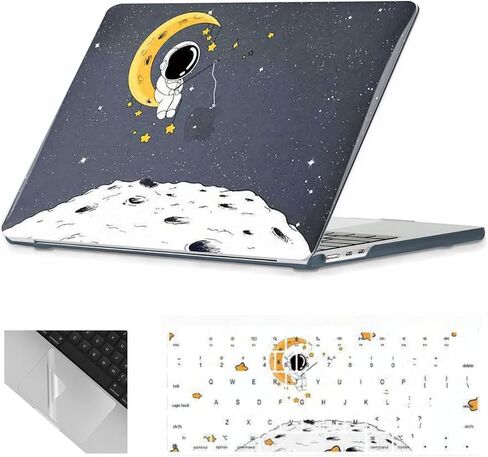 Se7enline متوافق مع حافظة MacBook Air 13.6 بوصة M3 M2 2024 2023 2022 لجهاز Mac Air A2681/A3113 حافظة صلبة للكمبيوتر المحمول مع غطاء حماية للوحة المفاتيح وواقي لوحة التتبع، صيد رواد الفضاء in Kuwait