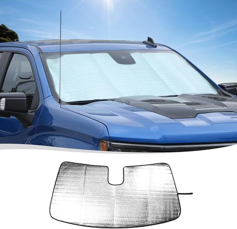 Voodonala for Chevy Silverado 2014-2018 Windshield Sunshade Truck Window Sun Shade Foldable Sun Visor Compatible with Chevy Silverado 2014-2018… in Saudi Arabia