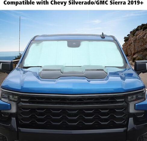 Voodonala for Chevy Silverado 2014-2018 Windshield Sunshade Truck Window Sun Shade Foldable Sun Visor Compatible with Chevy Silverado 2014-2018… in Saudi Arabia