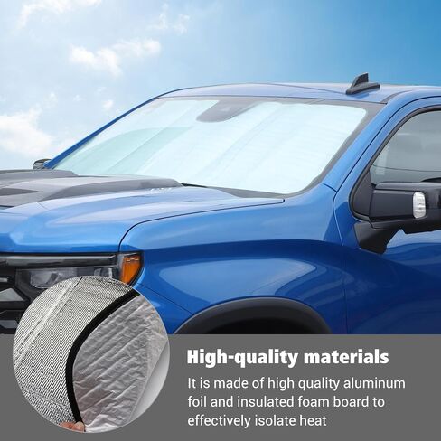 Voodonala for Chevy Silverado 2014-2018 Windshield Sunshade Truck Window Sun Shade Foldable Sun Visor Compatible with Chevy Silverado 2014-2018… in Saudi Arabia