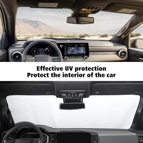 Voodonala for Chevy Silverado 2014-2018 Windshield Sunshade Truck Window Sun Shade Foldable Sun Visor Compatible with Chevy Silverado 2014-2018… in Saudi Arabia