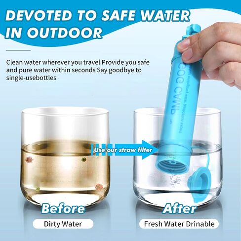 Camping Gear-Hiking Gear-Portable Personal Water Filtration Survival - for Emergency Kits Outdoor Activities and Hiking - Camping Essentials-Survival Backpacking in Saudi Arabia
