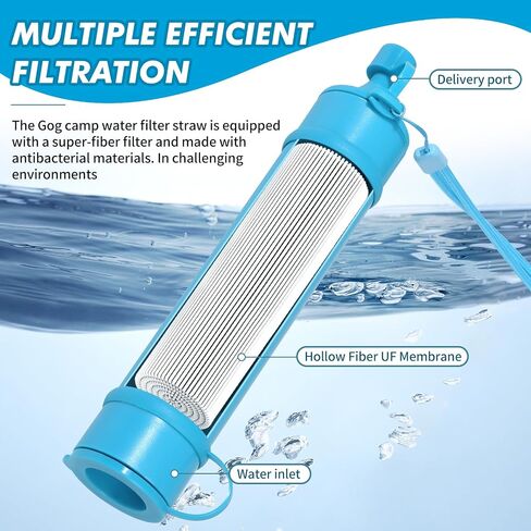Camping Gear-Hiking Gear-Portable Personal Water Filtration Survival - for Emergency Kits Outdoor Activities and Hiking - Camping Essentials-Survival Backpacking in Saudi Arabia