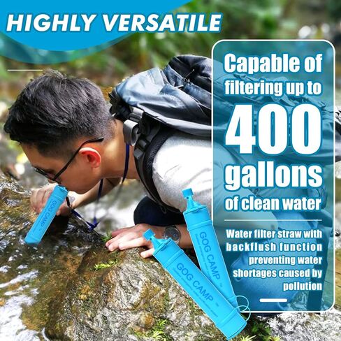 Camping Gear-Hiking Gear-Portable Personal Water Filtration Survival - for Emergency Kits Outdoor Activities and Hiking - Camping Essentials-Survival Backpacking in Saudi Arabia