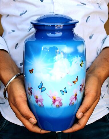Esplanade Cremation Urn Memorial Container Jar Pot | Cremation Urns | Full Size Standard Urns (Butterfly) in Saudi Arabia