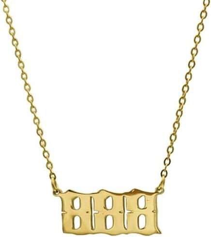 قلادة بأرقام الملاك 111 222 333 444 555 666 777 888 999 مجوهرات الأعداد للنساء مطلية بالذهب عيار 18 قيراط in Kuwait