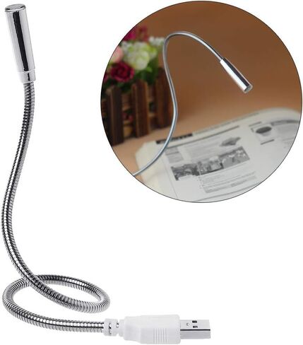 Silver USB Flexible Light Gooseneck Led Glowing Lamp Laptop Computers Studying for Office Working Writing Reading Accessories Desk Lamps Office Adjustable Led, Lamps and Shades, Table Light in Saudi Arabia