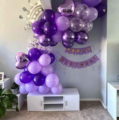 Purple Balloons Purple Confetti Balloon Set, 60Pcs 12Inch Metallic Chrome Purple Balloons Lavender Lilac Balloons Dark Purple Latex Balloons for Birthday Wedding Baby Shower Party Decoration in Saudi Arabia