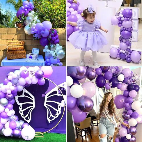 Purple Balloons Purple Confetti Balloon Set, 60Pcs 12Inch Metallic Chrome Purple Balloons Lavender Lilac Balloons Dark Purple Latex Balloons for Birthday Wedding Baby Shower Party Decoration in Saudi Arabia