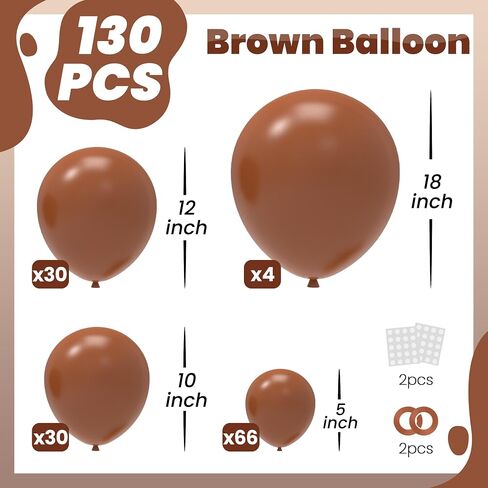 JOYYPOP Brown Balloons 130 Pcs Brown Balloon Garland Kit Different Sizes 5 10 12 18 Inch Brown Balloons for Baby Shower Thanksgiving Birthday Party Decorations in Saudi Arabia