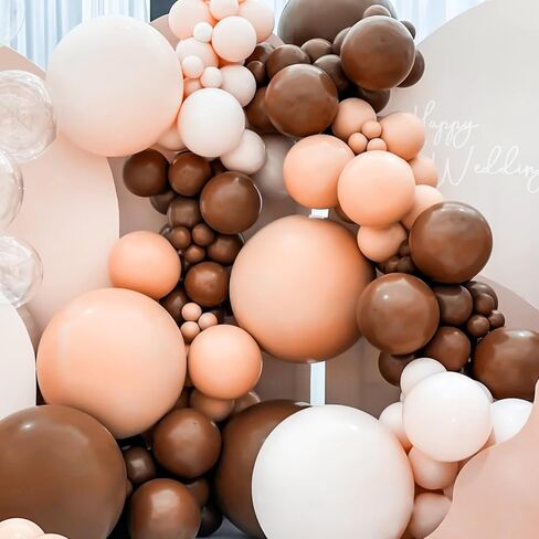 JOYYPOP Brown Balloons 130 Pcs Brown Balloon Garland Kit Different Sizes 5 10 12 18 Inch Brown Balloons for Baby Shower Thanksgiving Birthday Party Decorations in Saudi Arabia