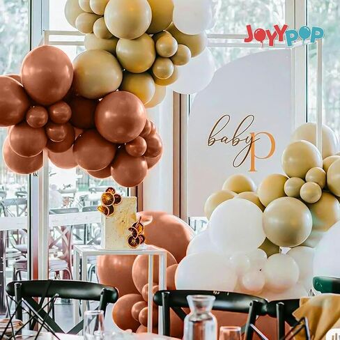 JOYYPOP Brown Balloons 130 Pcs Brown Balloon Garland Kit Different Sizes 5 10 12 18 Inch Brown Balloons for Baby Shower Thanksgiving Birthday Party Decorations in Saudi Arabia
