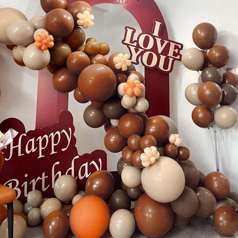 JOYYPOP Brown Balloons 130 Pcs Brown Balloon Garland Kit Different Sizes 5 10 12 18 Inch Brown Balloons for Baby Shower Thanksgiving Birthday Party Decorations in Saudi Arabia