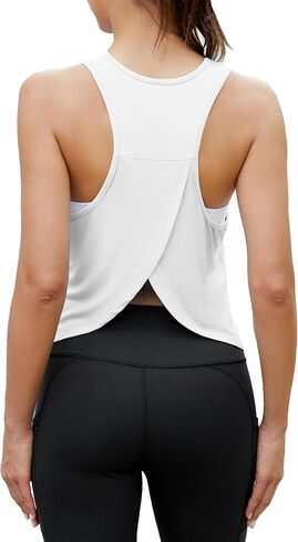 Bestisun Workout Tops for Women Split Back Cropped Yoga Athletic Sports Shirts in Saudi Arabia