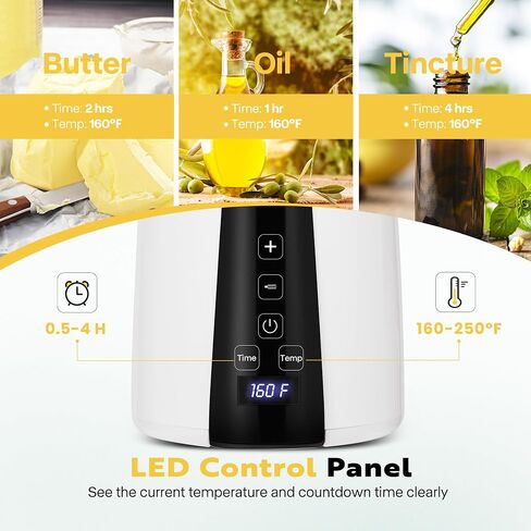 VIVOHOME Portable Herbal Butter Maker Machine with LED Screen, Botanical Extractor, Herb Oil Tincture Infusion Decarboxylation Machine, Gummy Maker, Decarb Box in Saudi Arabia