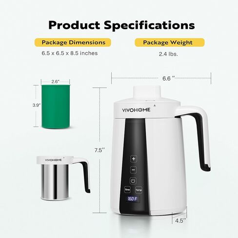 VIVOHOME Portable Herbal Butter Maker Machine with LED Screen, Botanical Extractor, Herb Oil Tincture Infusion Decarboxylation Machine, Gummy Maker, Decarb Box in Saudi Arabia