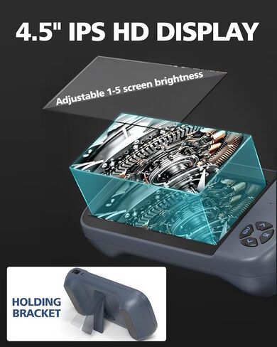 COBER Dual Lens Industrial Endoscope with 4.5" HD Screen, 7 LED Lights, and 16.4FT Semi-Rigid Cable - Waterproof Snake Inspection Camera with 32GB Card, Perfect for Industrial Use. in Saudi Arabia