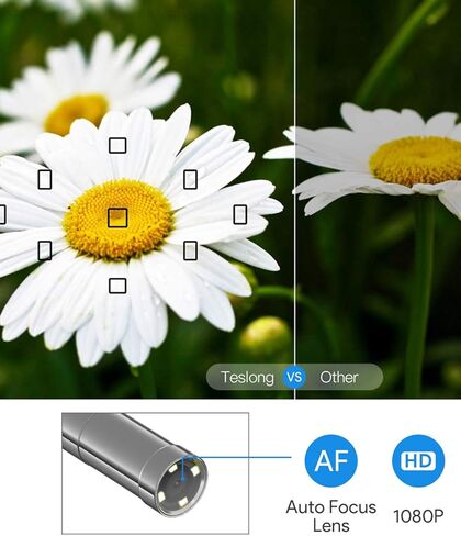كابل كاميرا فحص Teslong Borescope، كابل مرن قابل للاستبدال، موصل طيران قابل للفصل، فقط لـ Teslong NTS300 NTS500، 4 مصابيح LED، مقاومة للماء IP67 (عدسة التركيز التلقائي وقطر 3.3 قدم و12.5 مم.) in Kuwait